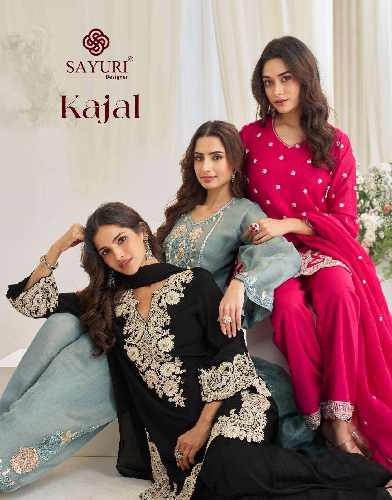 SAYURI DESIGNER KAJAL FANCY EMBRODERY WORK GEORGETTE PARTYWEAR READYMADE SUIT DEALER 