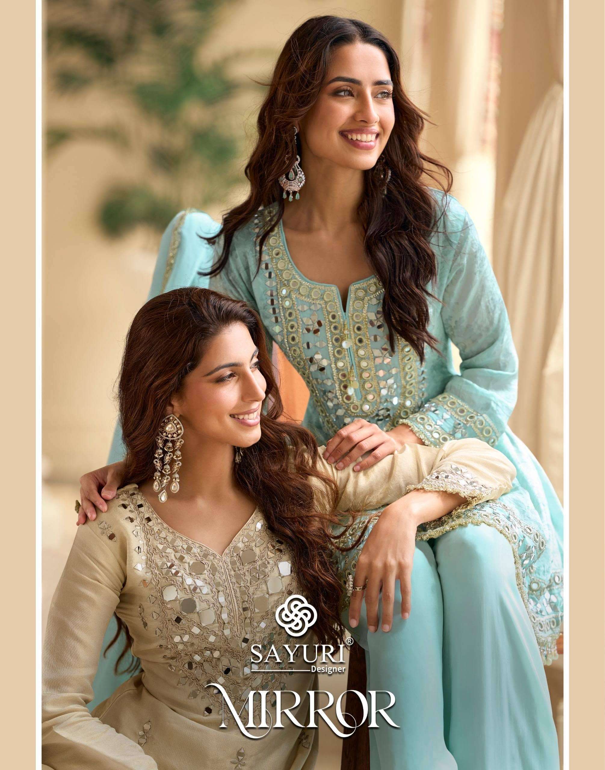 SAYURI DESIGNER MIRROR 10268-10270 SIMAR SILK DESIGNER PARTYWEAR READYMADE SET SUPPLIER 