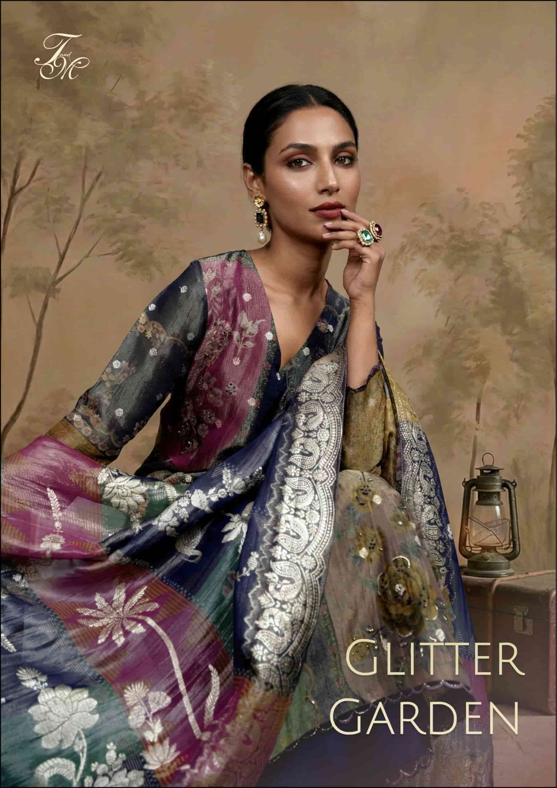 T AND M DESIGNER GILTTER GARDEN FANCY JACQUARD DIGITAL PRINTED STYLISH SALWAR KAMEEZ WHOLESALER 