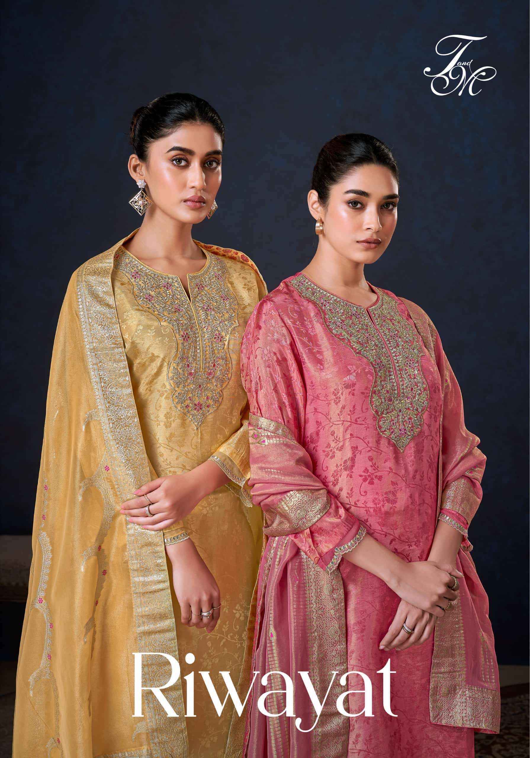T AND M DESIGNER RIWAYAT JACQUARD SILK DIGITAL PRINTED CASUAL WEAR LADIES SUIT BEST RATE  