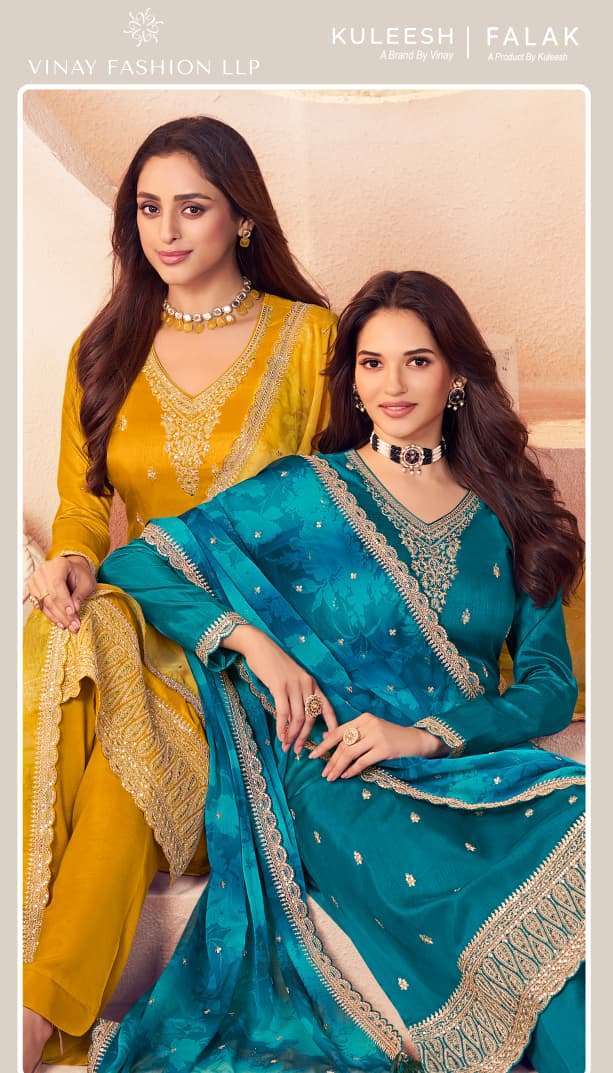 VINAY FASHION KULEESH FALAK  MOGA SILK PARTY WEAR LADIES SUIT WHOLESALER 
