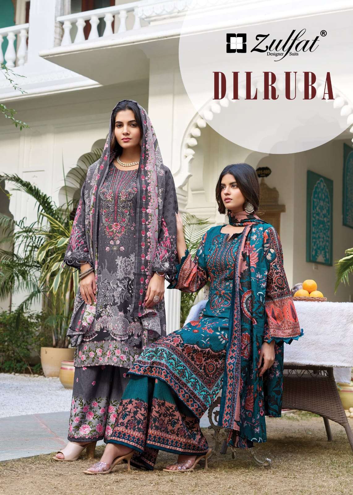 ZULFAT DESIGNER DILRUBA  RAYON DIGITAL PRINTED HANDWORK UNSTITCHED SALWAR KAMEEZ DEALER 