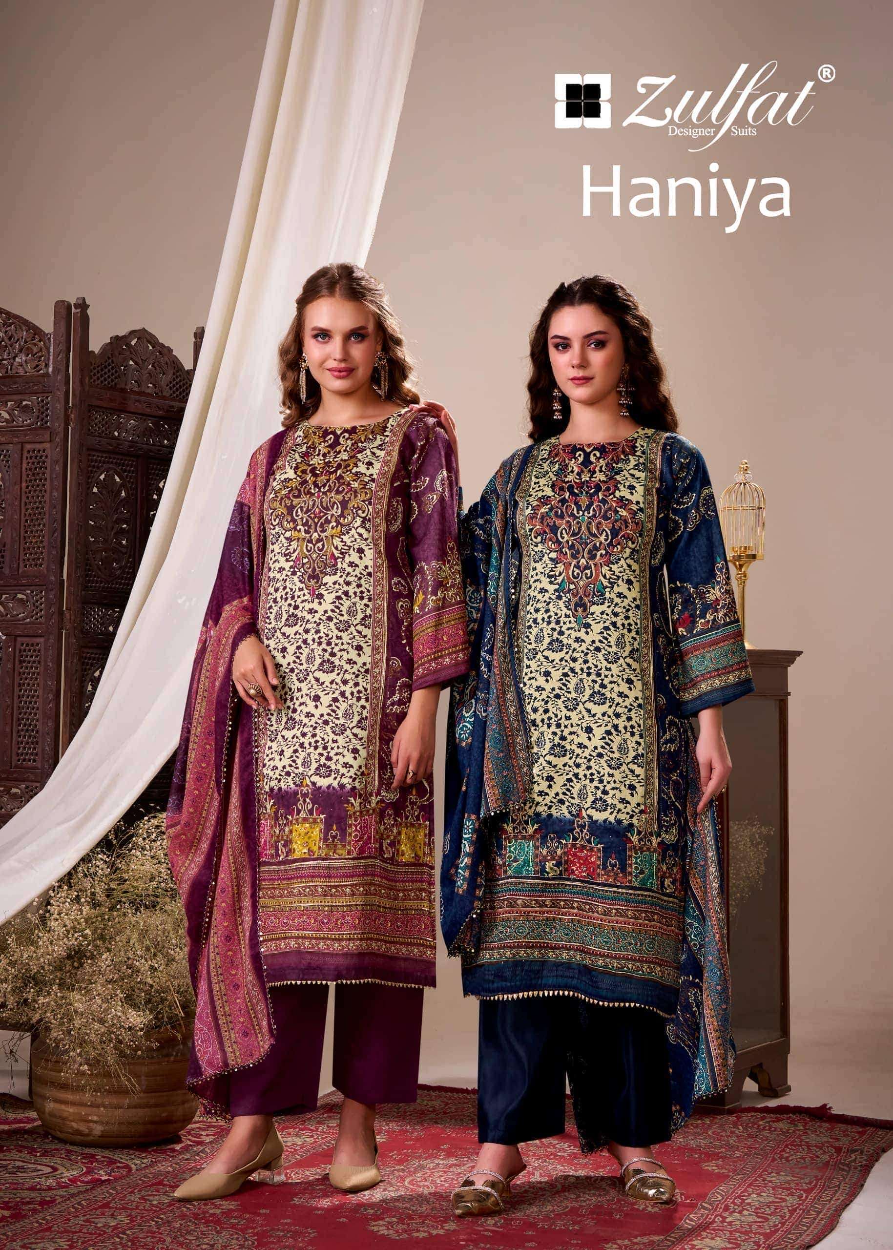 ZULFAT DESIGNER HANIYA JAM COTTON FANCY EMBRODERY WORK UNSTITCHED SALWAR KAMEEZ WHOLESALER