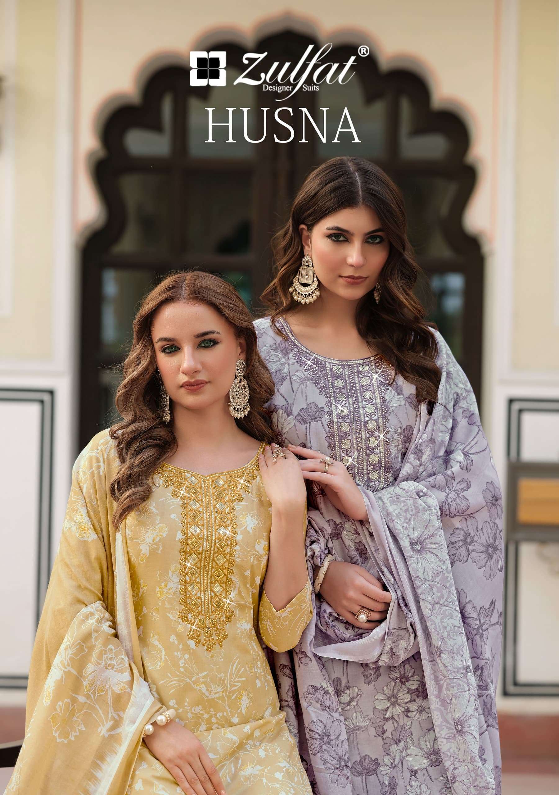 ZULFAT DESIGNER HUSNA PURE COTTON FANCY DRESS MATERIAL WHOLESALER