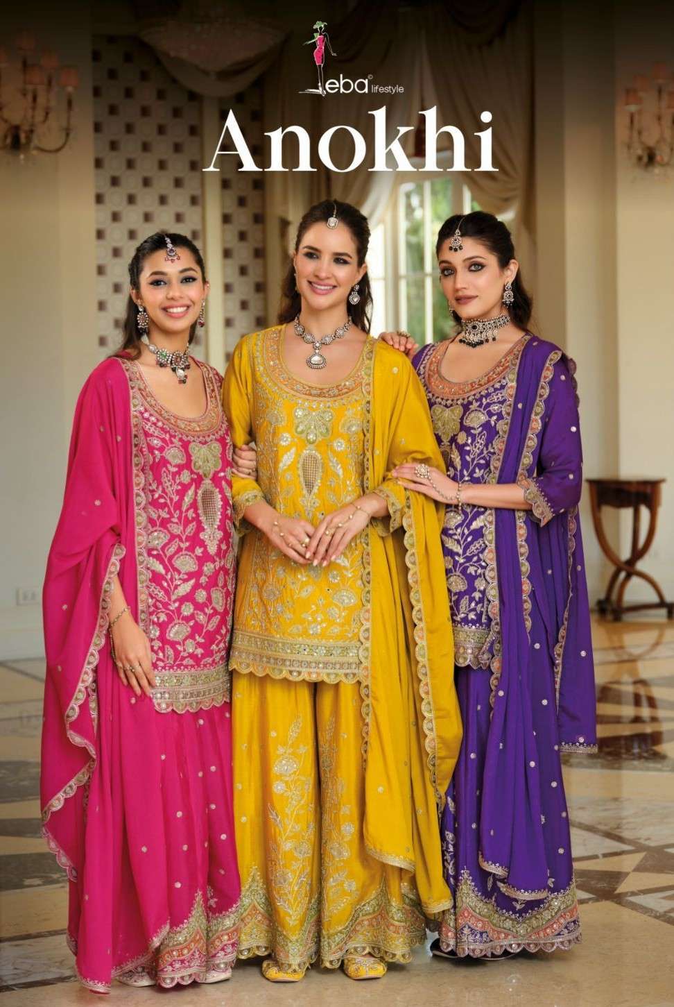 EBA LIFESTYLE ANOKHI  HEAVY CHINON PARTY WEAR READYMADE SUIT SUPPLIER