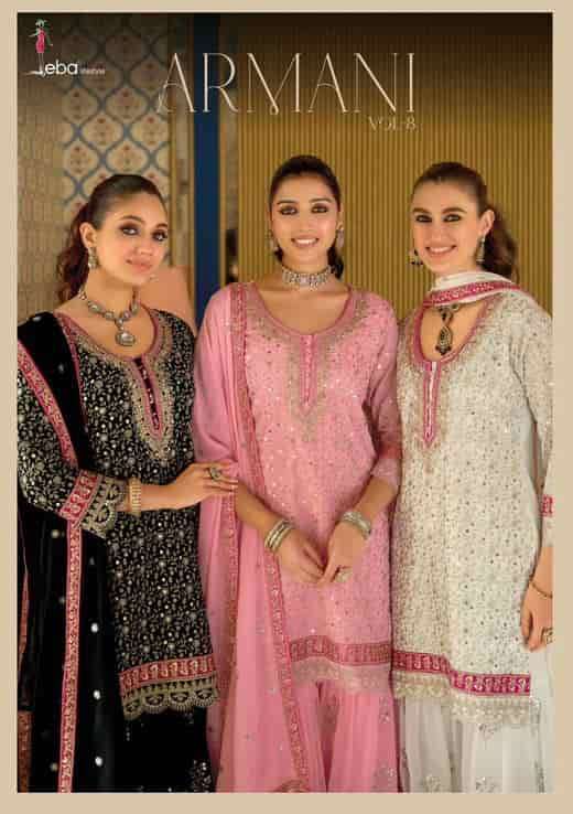 EBA LIFESTYLE ARMANAI VOL 8  HEAVY CHINON PARTY WEAR READYMADE SUIT SUPPLIER