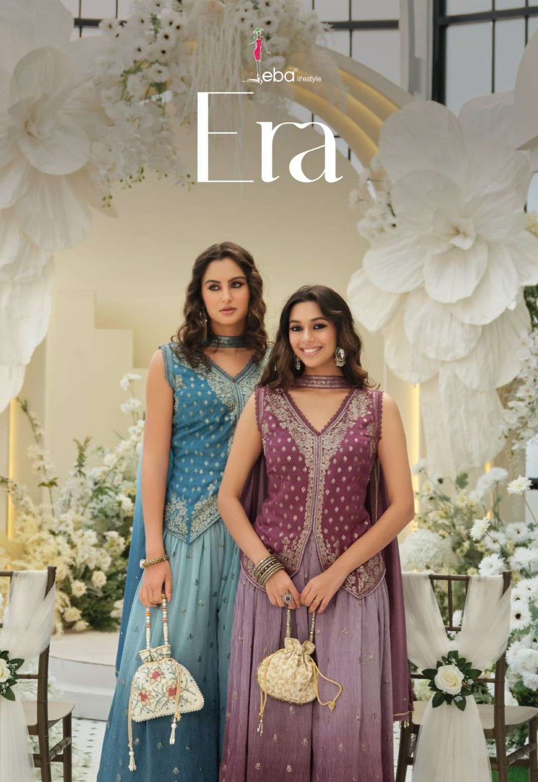 EBA LIFESTYLE ERA CHINON EMBRODERY WORK PARTYWEAR SUIT CATALOG EXPORTER 