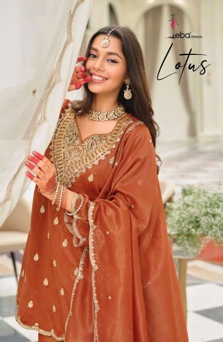 EBA LIFESTYLE LOTUS SIMAR EMBRODERY WORK DESIGNER PARTYWEAR READYMADE SUIT SUPPLIER 