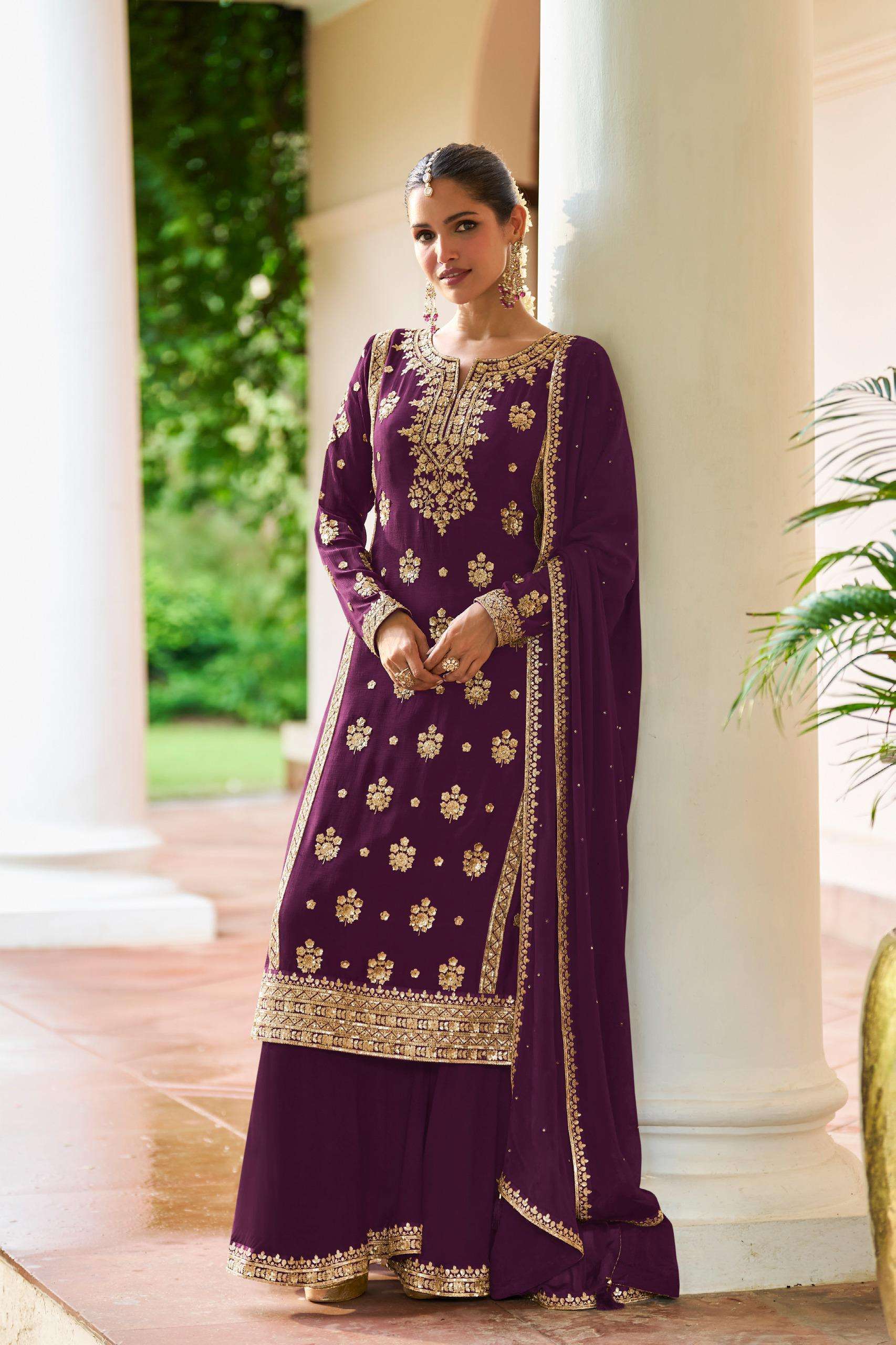 GULKAYRA DESIGNER FARIDA  CHINON PARTY WEAR READYMADE SUIT WHOLESALER