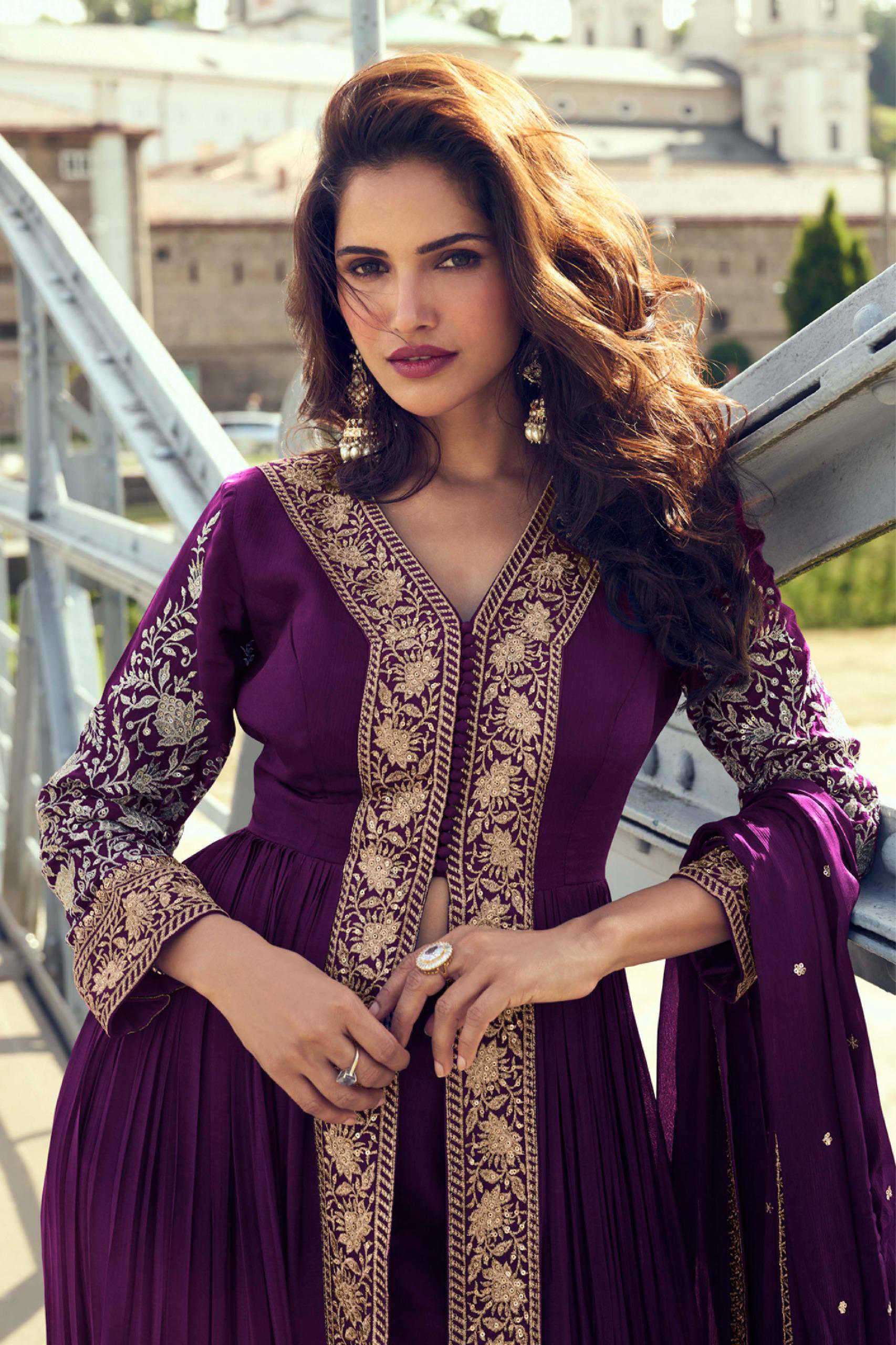 GULKAYRA DESIGNER MEERA REAL CHINON EMBRODERY WORK DESIGNER PARTYWEAR SUIT CATALOG SUPPLIER 
