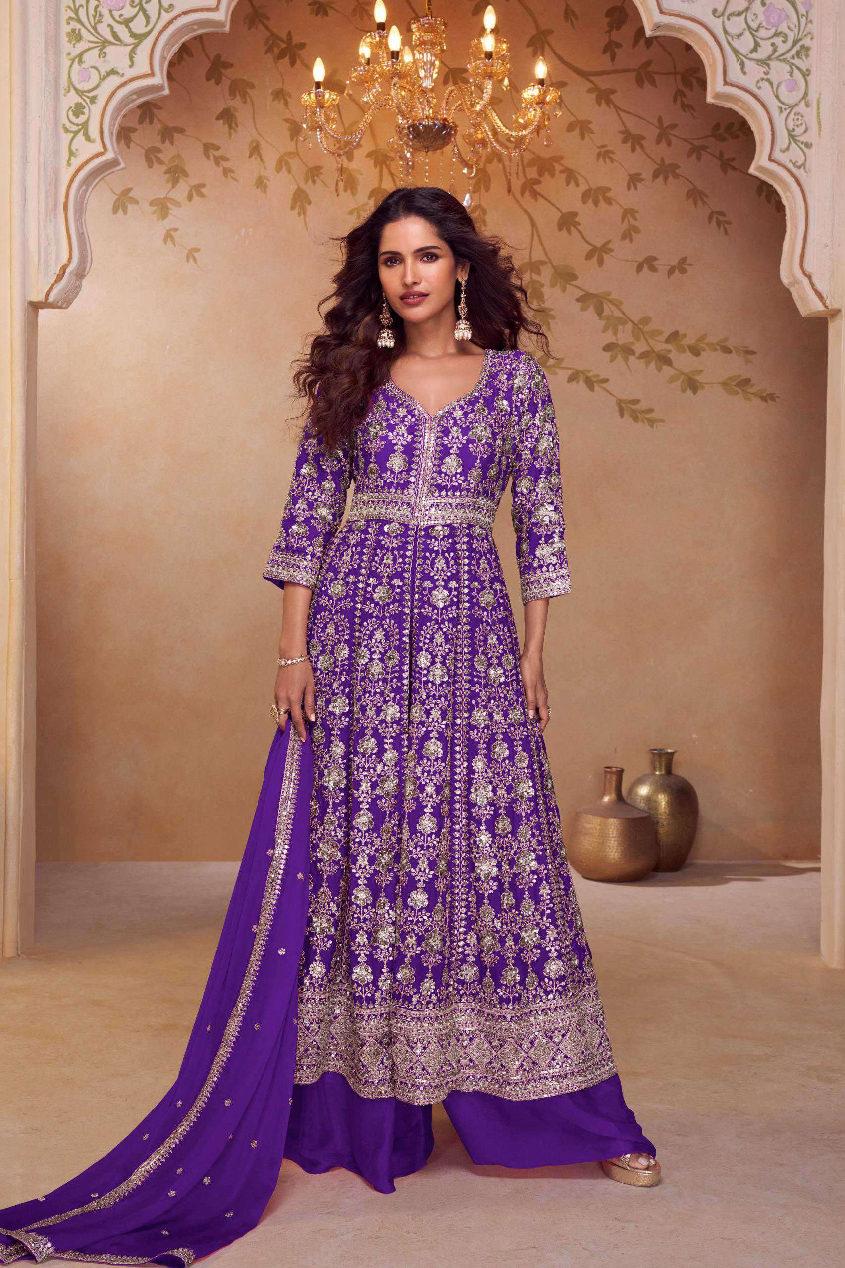 GULKAYRA DESIGNER SEERAT 7666 COLOURS CHINON PARTYWEAR DRESS CATALOG EXPORTER 