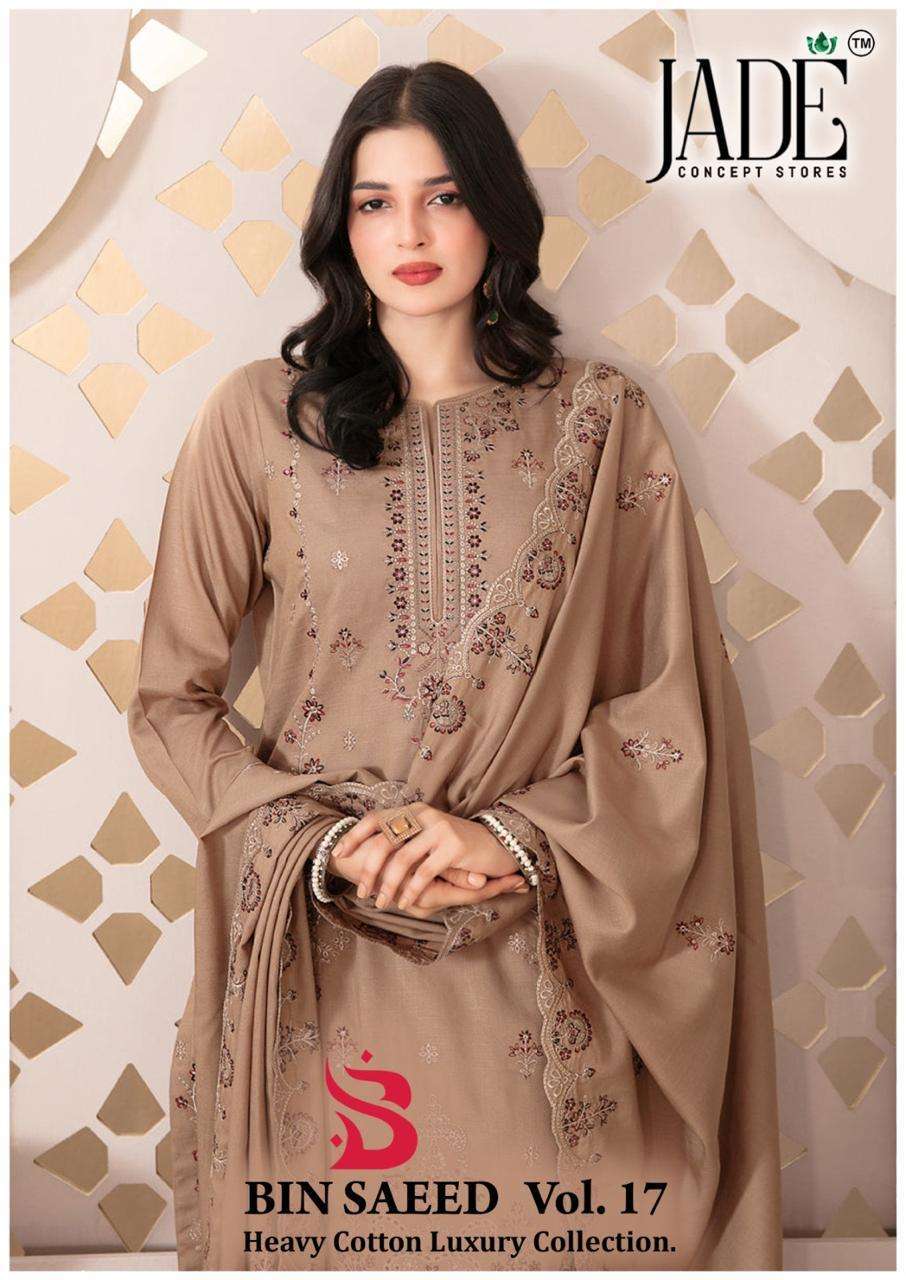 JADE BIN SAEED VOL 17 PRINTED PAKISTANI SUIT CATALOGUE ONLINE SUPPLIER 