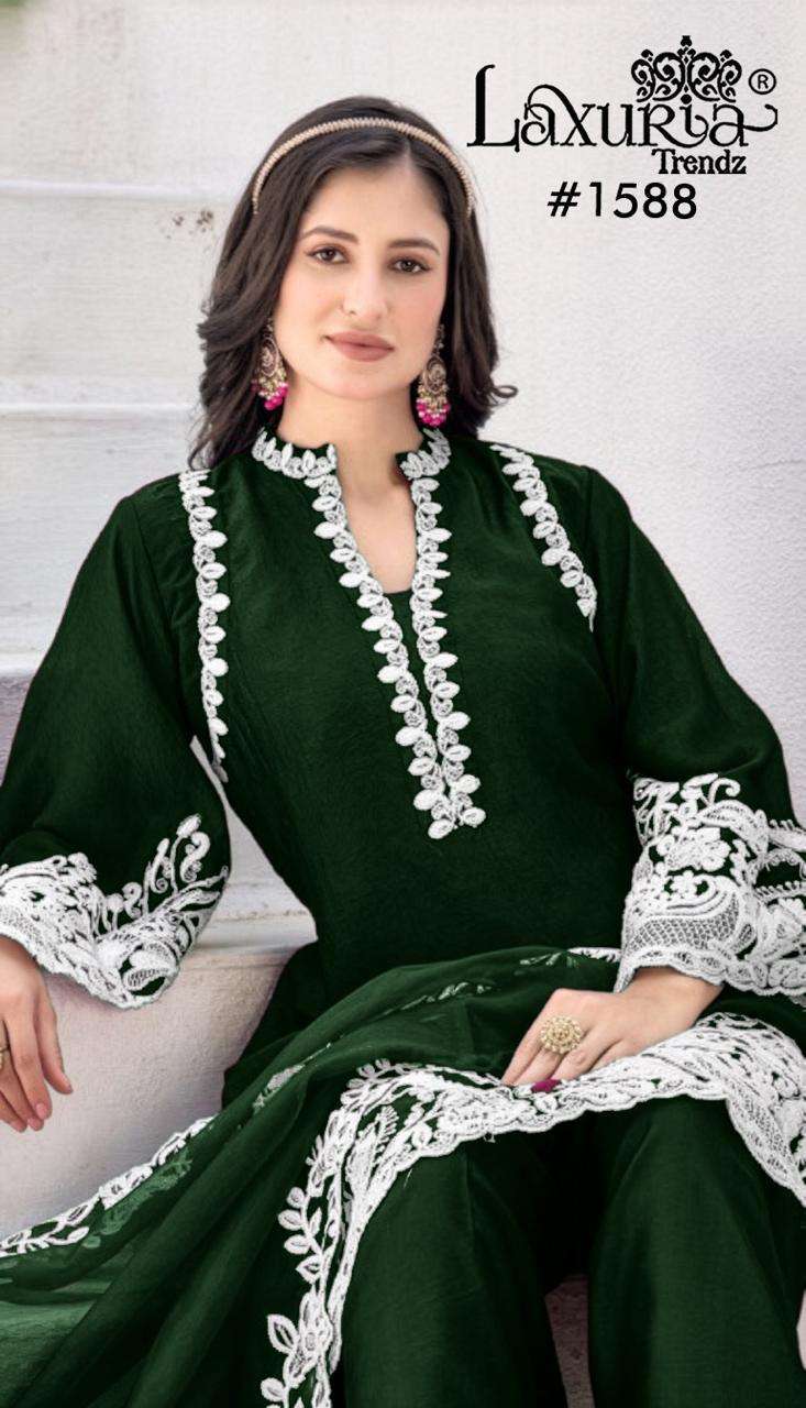 LAXURIA TRENDZ 1588 COLOURS FANCY STYLISH THREE PCS READYMADE PAKISTANI SUIT