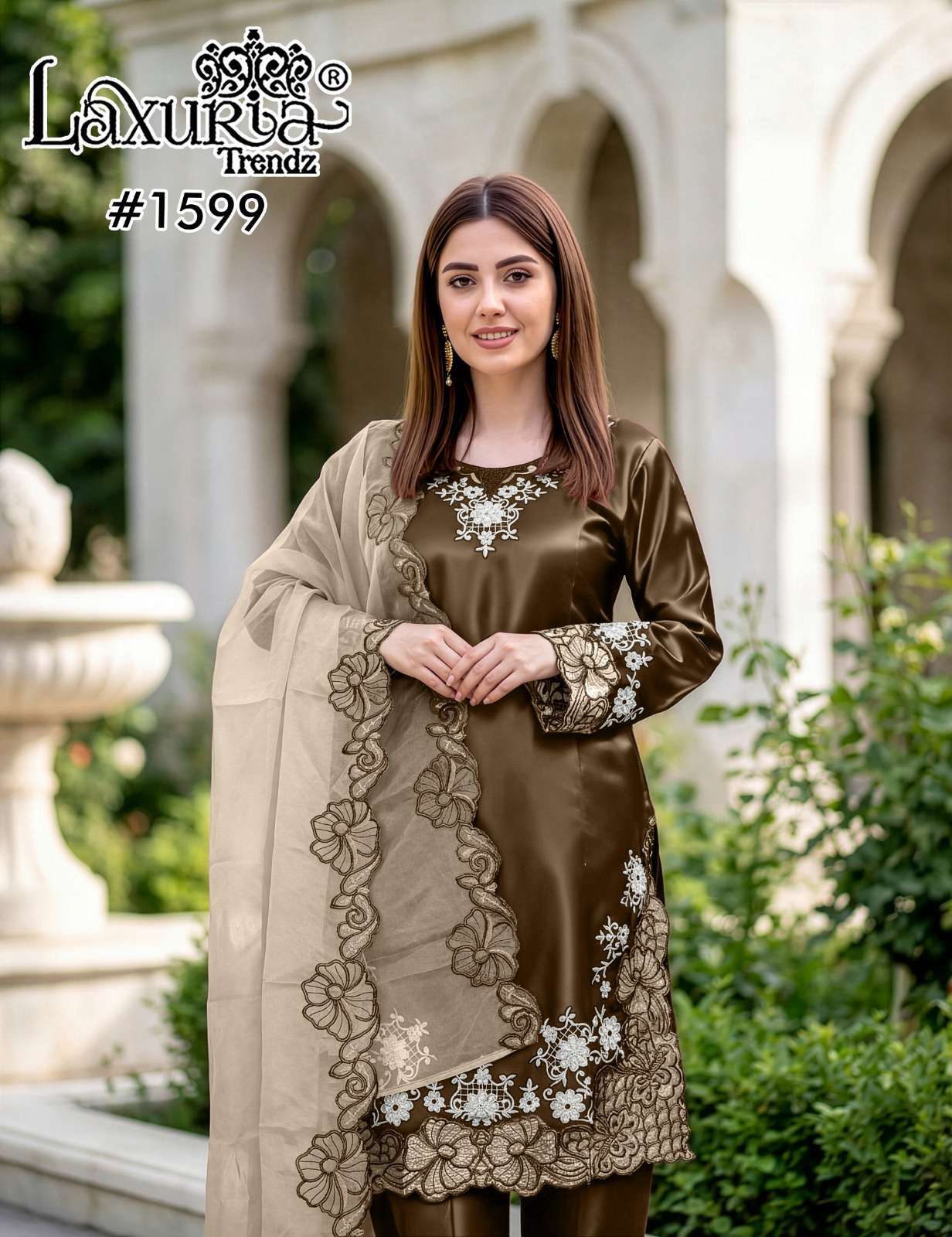 LAXURIA TRENDZ 1599 SATIN  DESIGNER READYMADE PAKISTANI KURTI MANUFACTURER 
