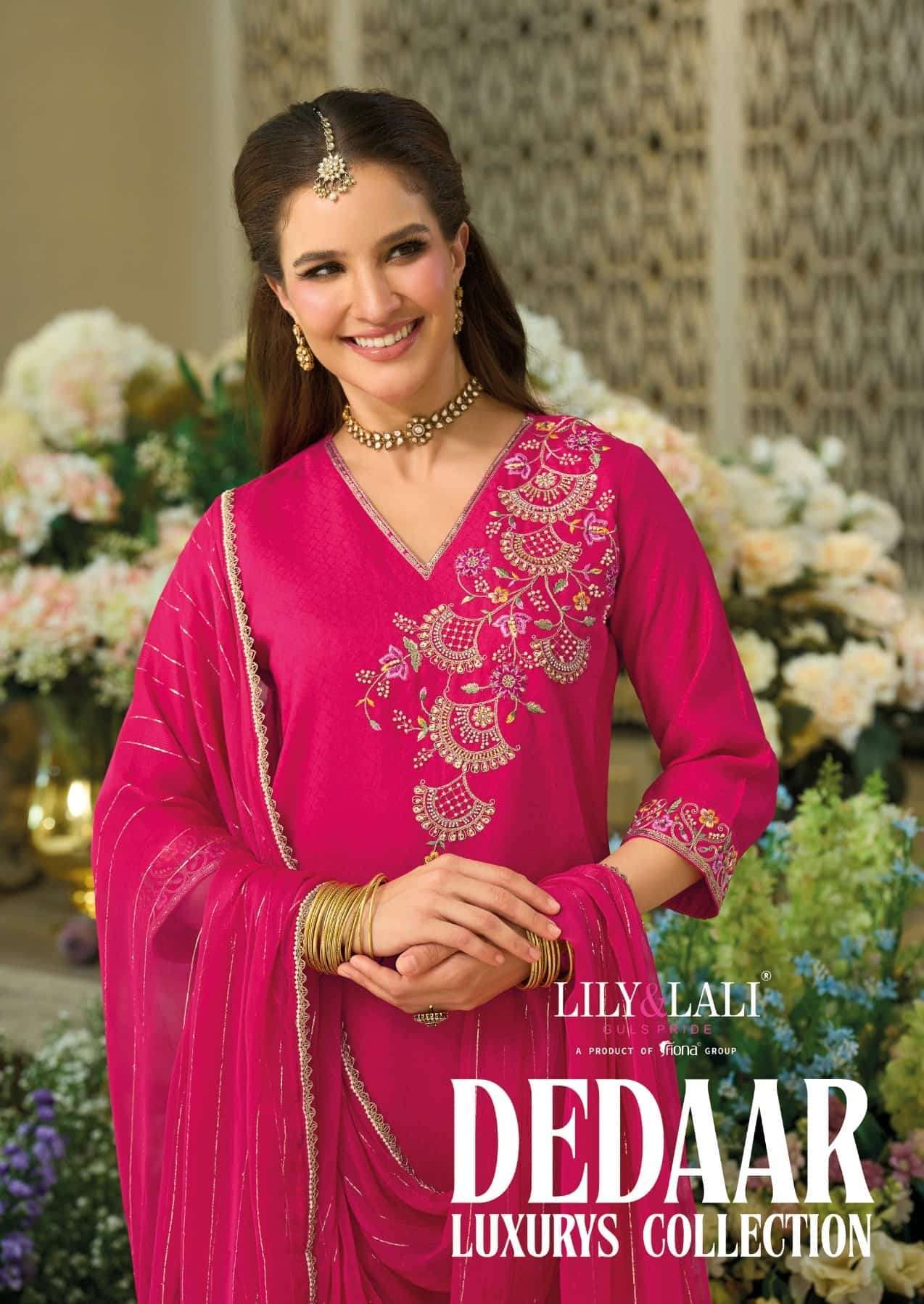 LILY AND LALI DEEDAR VISCOSE SILK DESIGNER EMBRODERY WORK KURTI WITH BOTTOM AND DUPPTA COLLECTION SUPPLIER 