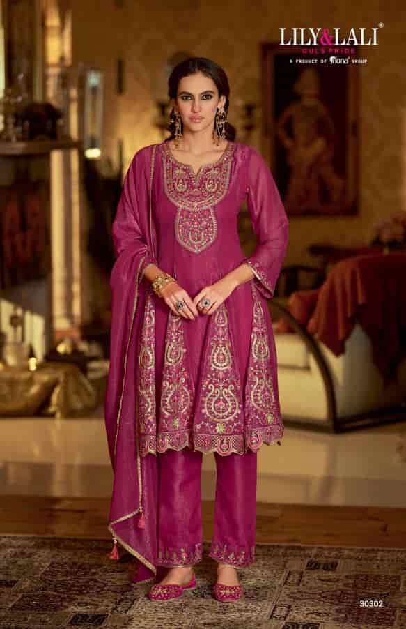 LILY AND LALI GULNAAR  VISCOSE SILK DESIGNER EMBRODERY WORK KURTI WITH BOTTOM AND DUPPTA COLLECTION SUPPLIER 