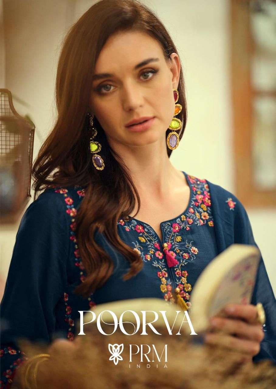 PRM INDIA POORVA DESIGNER EMBRODERY WORK THREE PCS COMBO SET WHOLESALER 