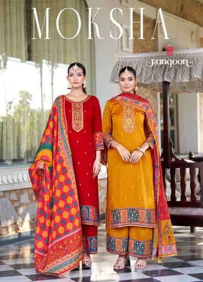 RANGOON MOKSHA SILK EMBRODERY WORK DESIGNER READYMADE SUIT WHOLESALER 
