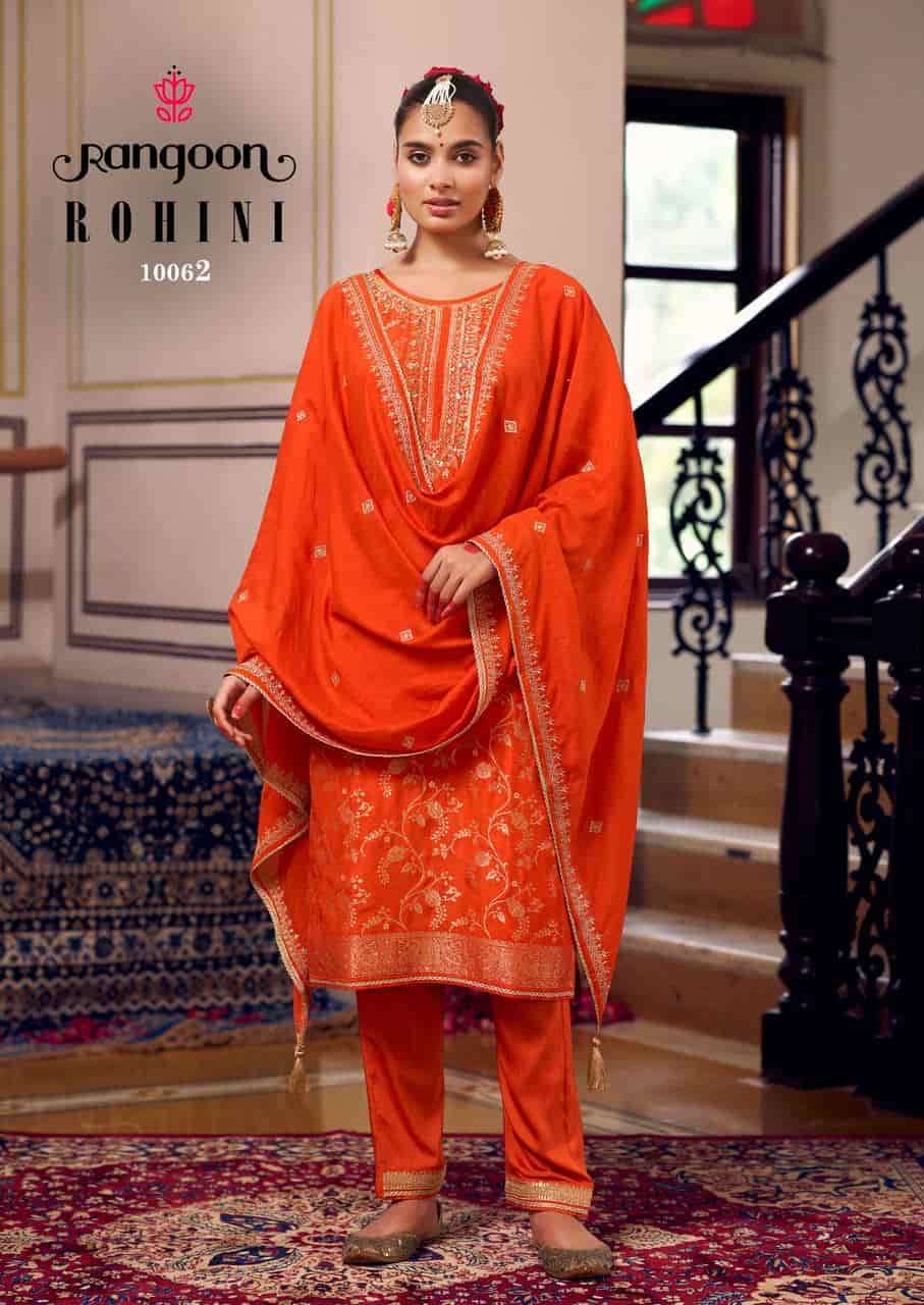RANGOON ROHINI DOLA JACQUARD DESIGNER THREE PCS READYMADE SET WHOLESALER 