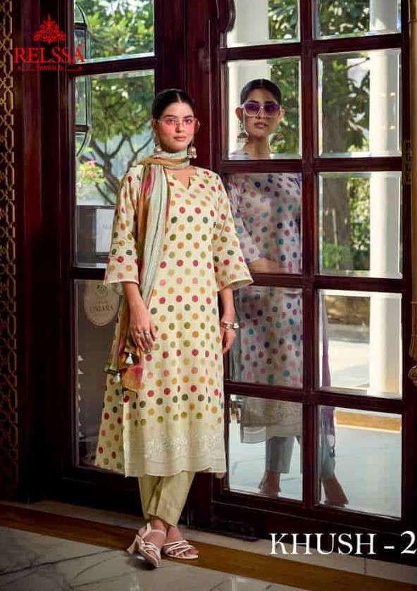 RELSSA FABRICS KHUSH VOL-2 FANCY EMBRODERY WORK DESIGNER SALWAR KAMEEZ CATALOG SUPPLIER 