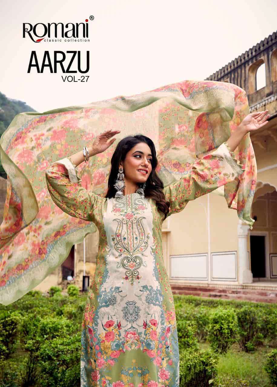 ROMANI AARZU VOL 27 SOFT COTTON PRINTED LADIES SUIT CATALOG WHOLESALER 