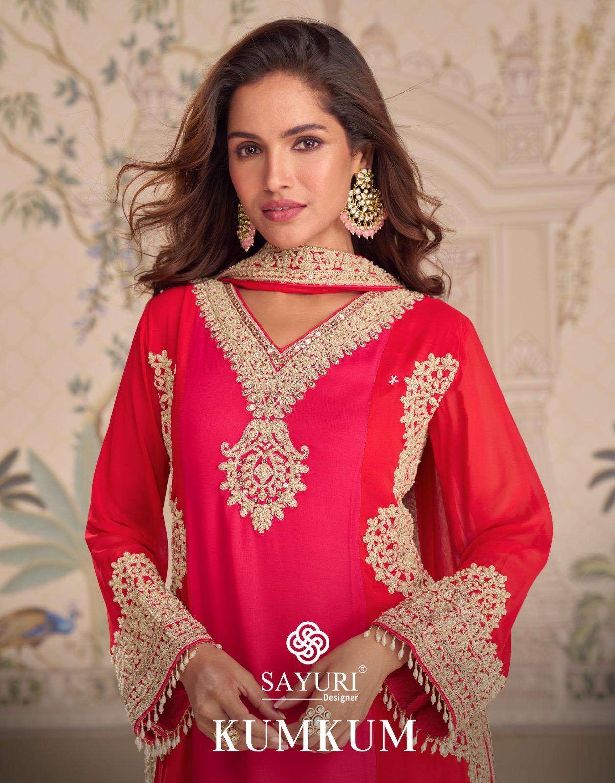 SAYURI DESIGNER KUMKUM 10206-10207 REAL GEORGETTE DESIGNER PARTYWEAR SUIT DEALER IN INDIA