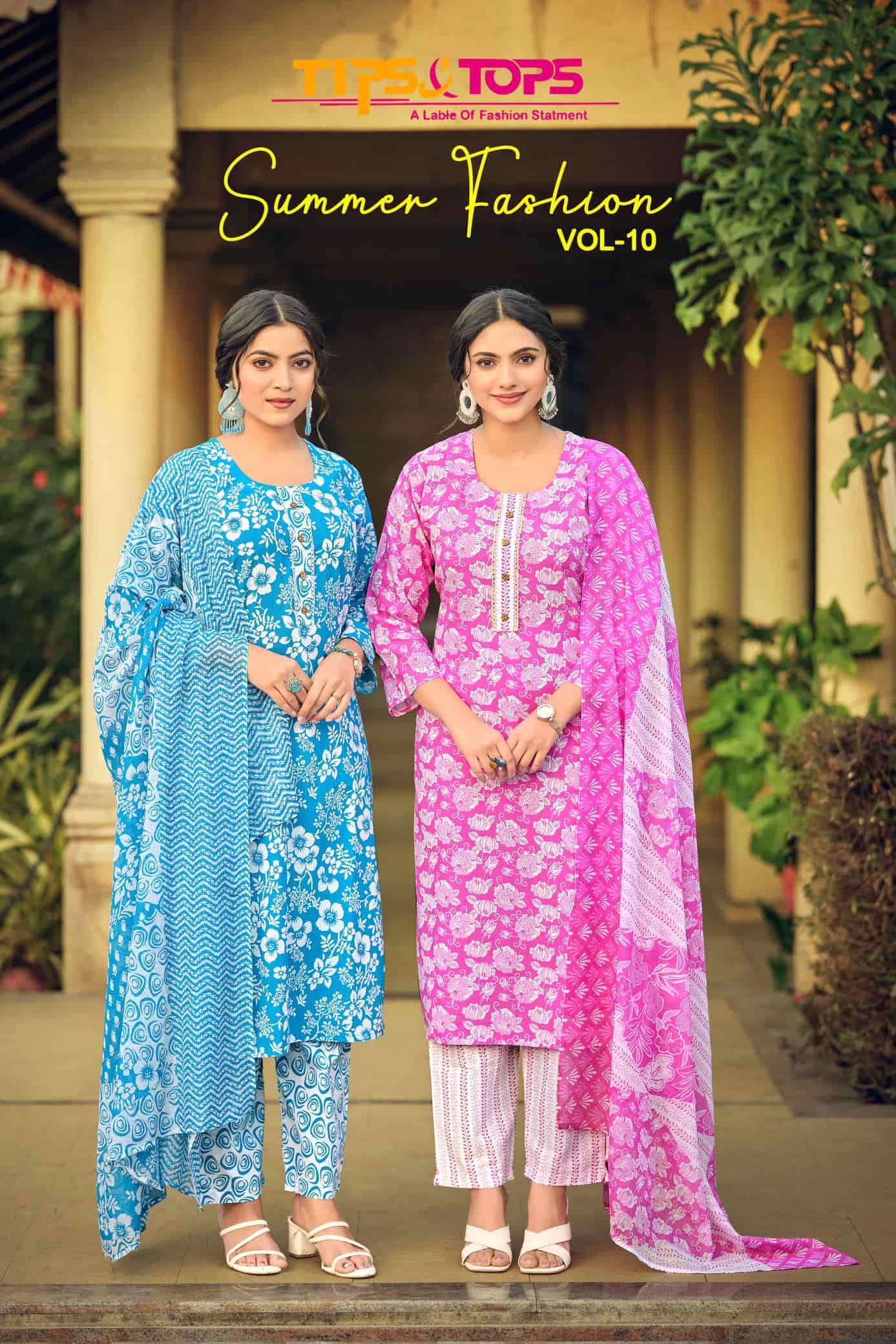 TIPS AND TOPS SUMMER FASHION VOL-10  KURTI PANT WITH DUPATTA LATEST CATALOGUE 
