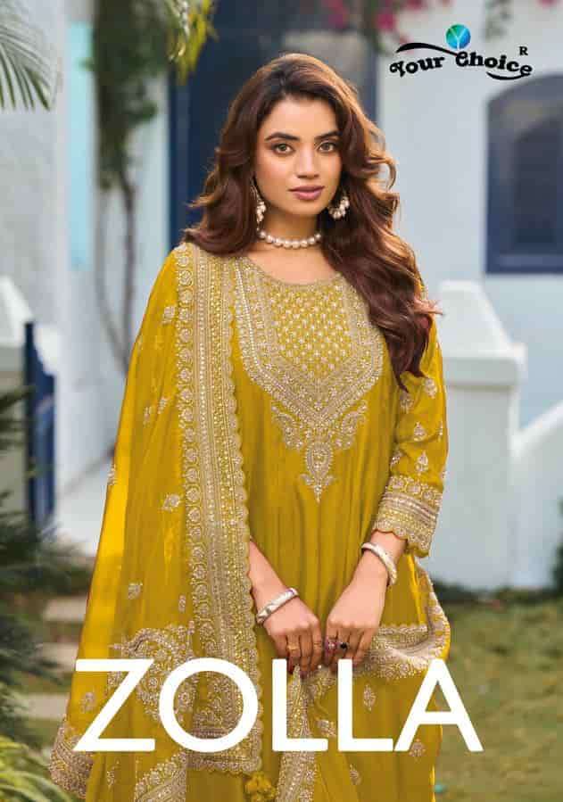 YOUR CHOICE ZOLLA HEAVY CHINON EMBRODERY WORK PARTY WEAR SUIT EXPORTER 