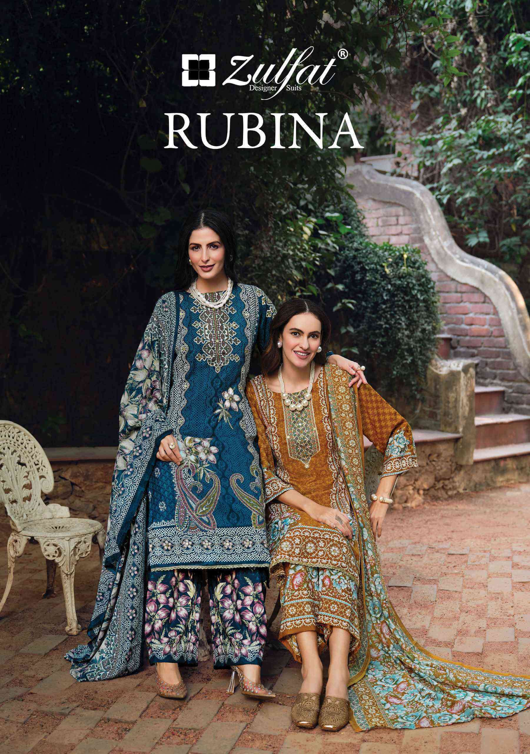ZULFAT DESIGNER RUBINA  RAYON DIGITAL PRINTED HANDWORK UNSTITCHED SALWAR KAMEEZ DEALER 