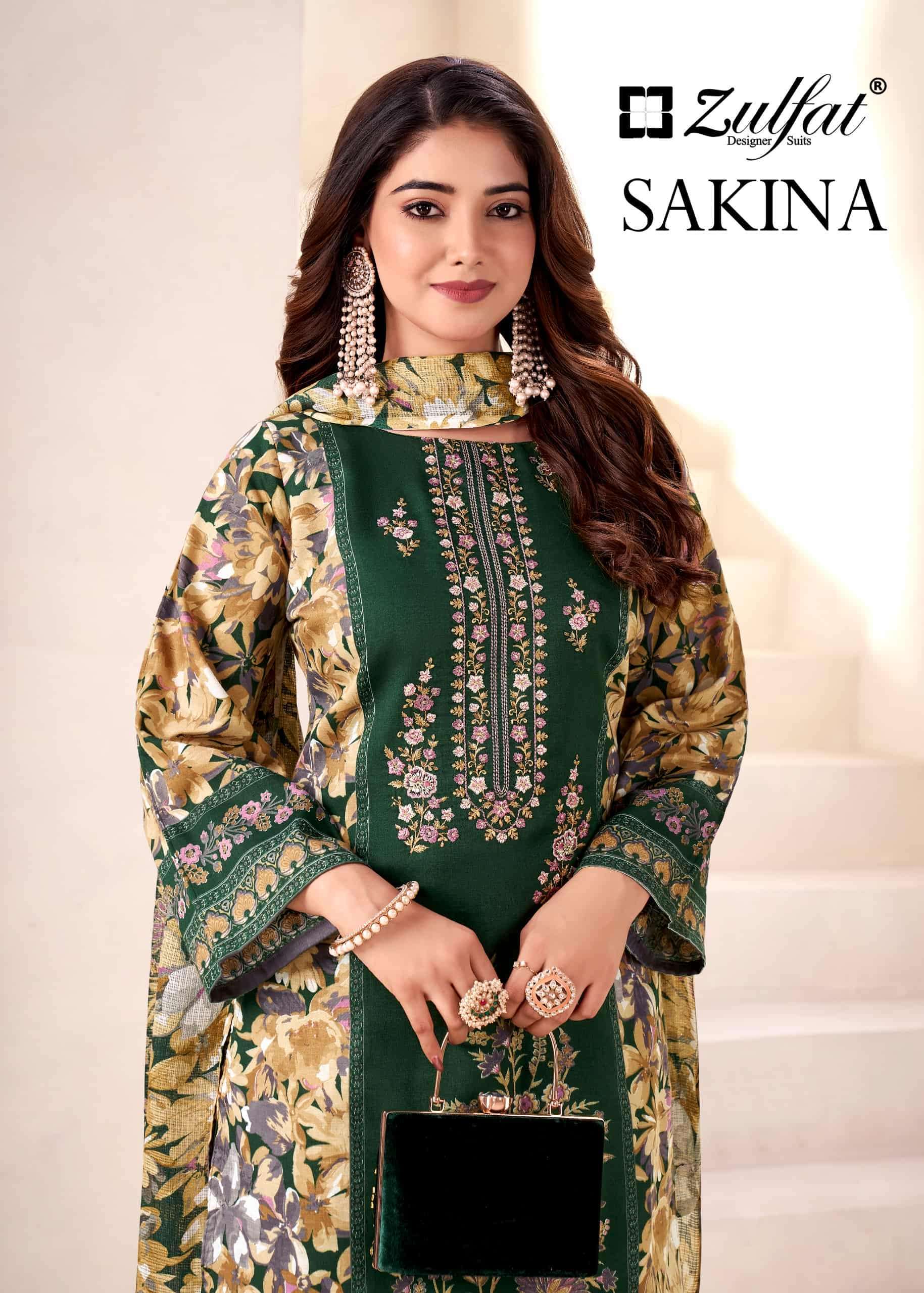 ZULFAT DESIGNER SAKINA JAM COTTON FANCY EMBRODERY WORK UNSTITCHED SALWAR KAMEEZ WHOLESALER
