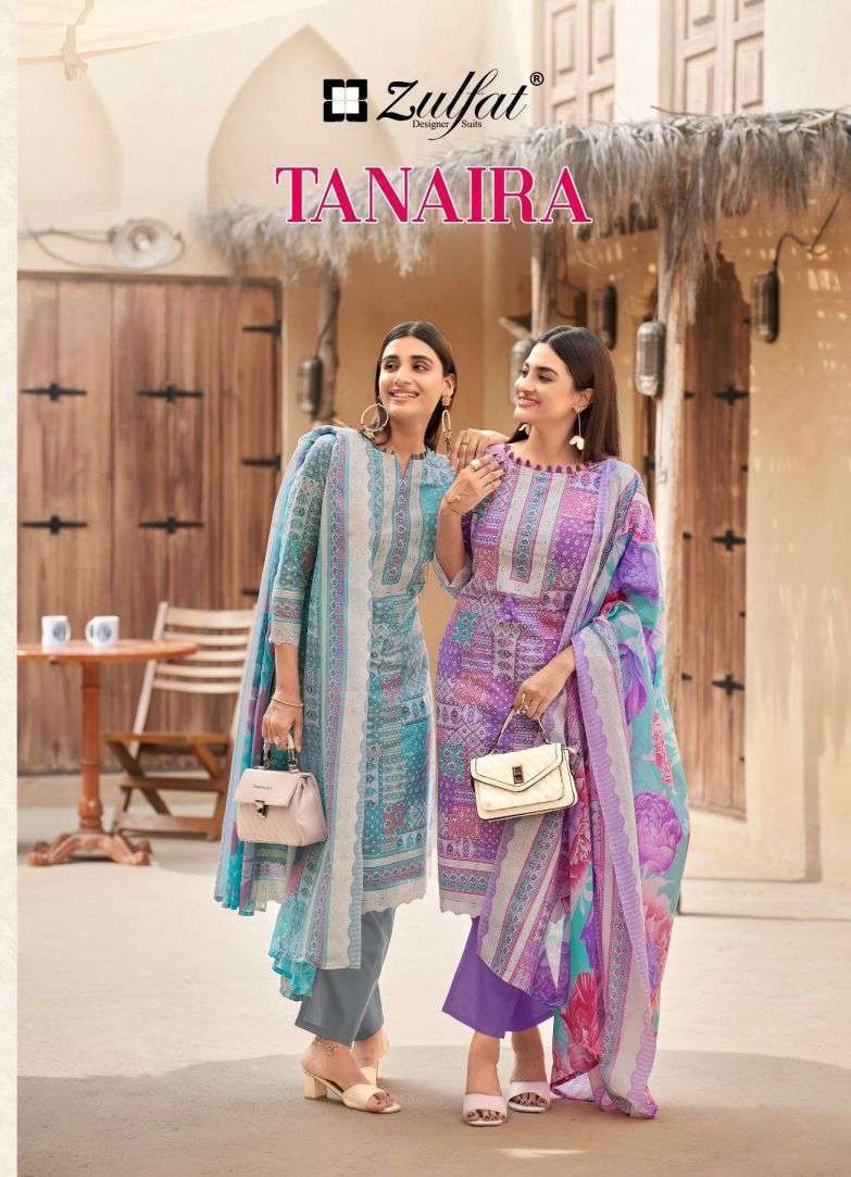 ZULFAT DESIGNER TANAIRA PURE COTTON DIGITAL PRINTED DESIGNER LADIES SUIT SUPPLIER 