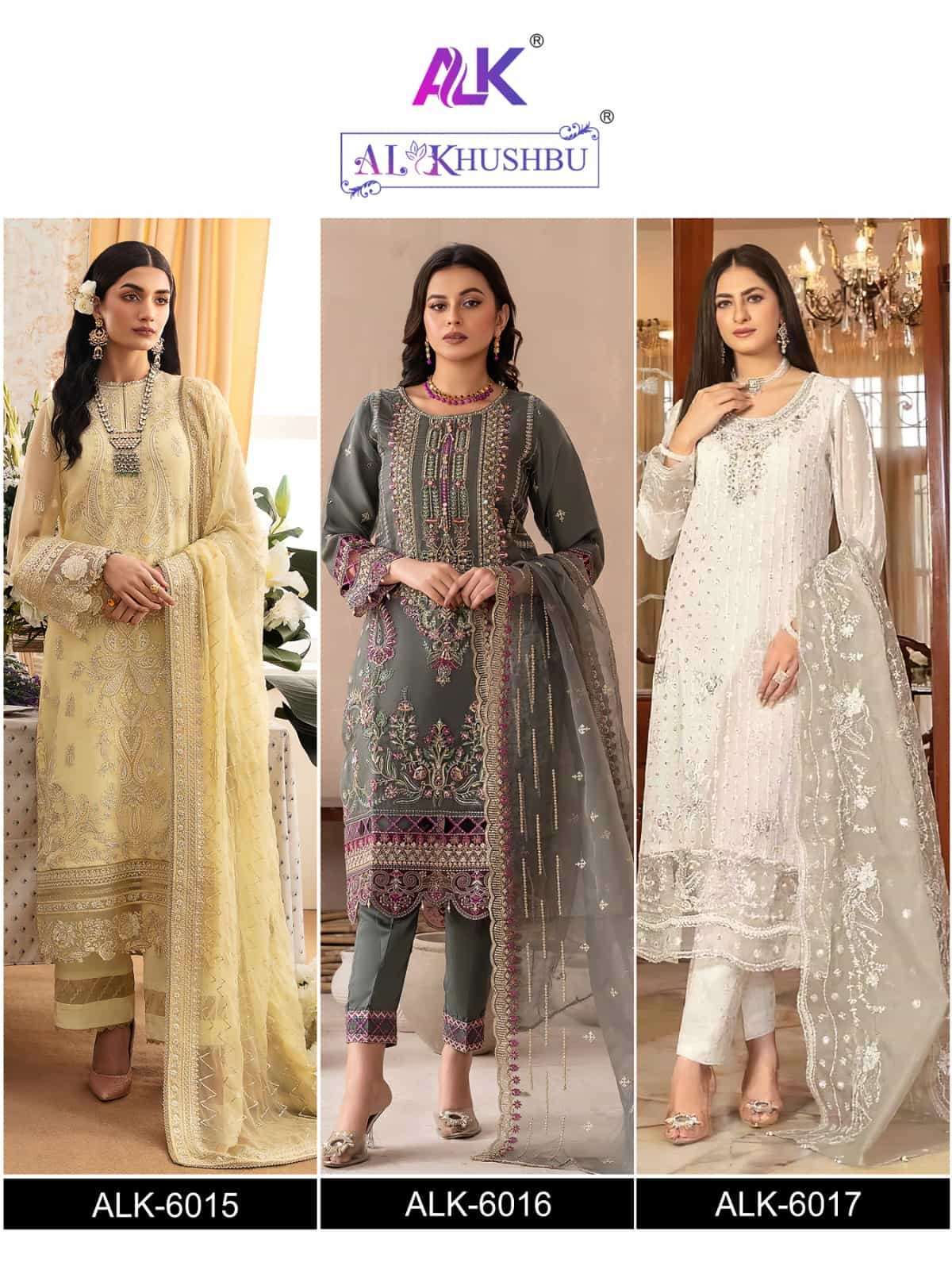 AL KHUSHBU ALK 6015 TO 6017 DESIGNER PAKISTANI GEORGETTE SUIT