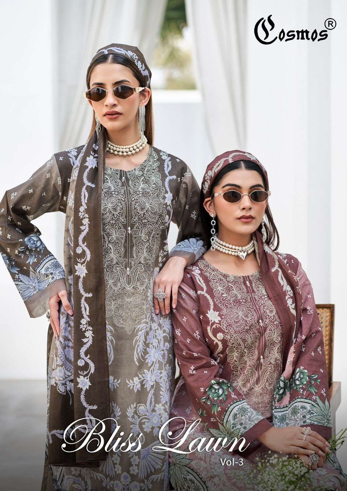 COSMOS FASHION BLISS LAWN VOL-3 DESIGNER PAKISTANI SUIT WHOLESALE RATE 