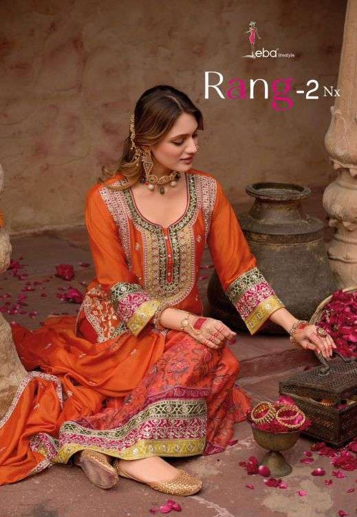 EBA LIFESTYLE RANG VOL-2 NX CHINON READYMADE SUIT  WITH EMBRODERY WORK PARTY WEAR WHOLESALE RATE