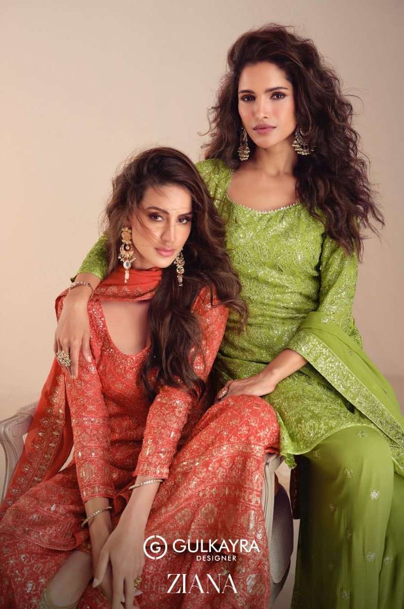GULKAYRA ZIANA 7587 AND 7588 PARTYWEAR GHARARA SHARARA DRESS CATALOG WHOLESALE