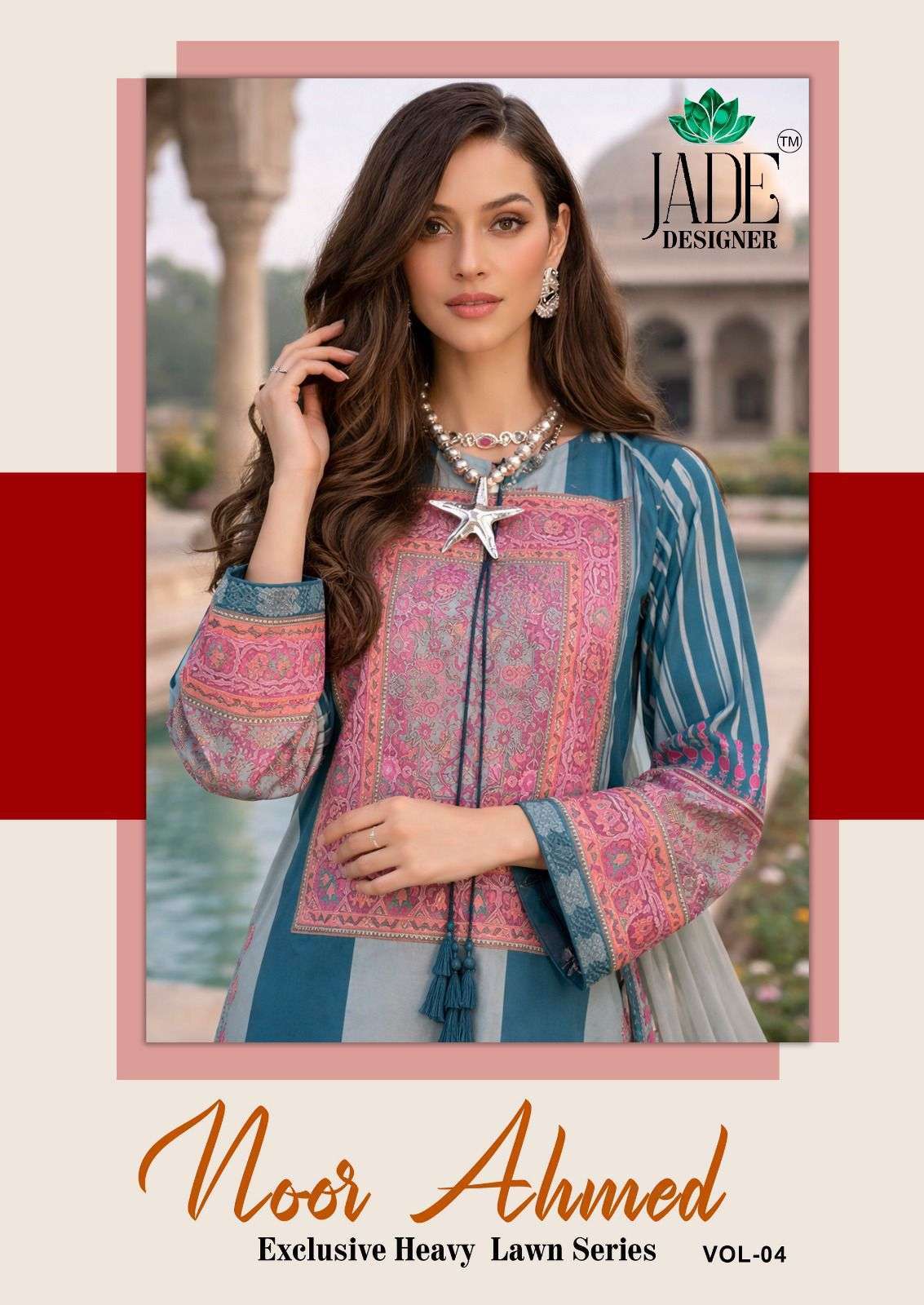  NOOR VOL 4 BY JADE LAWN COTTON KARACHI  PRINTED DRESS MATERIAL WHOLESALER 