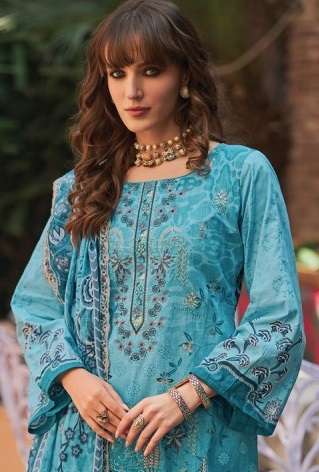 PAKIZA PRINTS REHMAT VOL-21 LAWN COTTON KASHMIRI EMBRODERY WORK LADIES SUIT CATALOG DEALER IN INDIA 