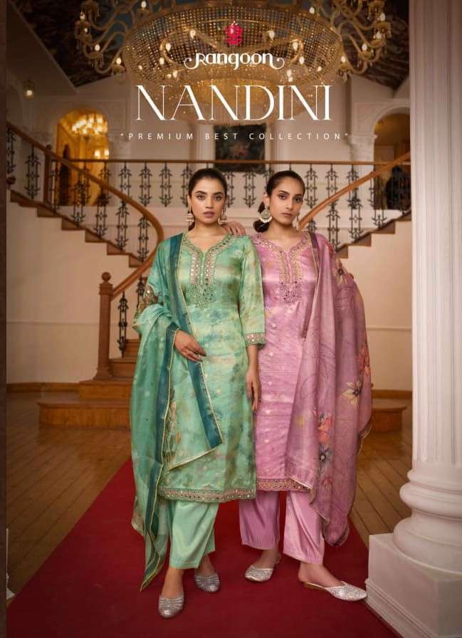 RANGOON NANDINI VISCOSE JACQUARD WITH DIGITAL PRITED READY MADE SALWAR KAMEEZ WHOLESALE IN SURAT 