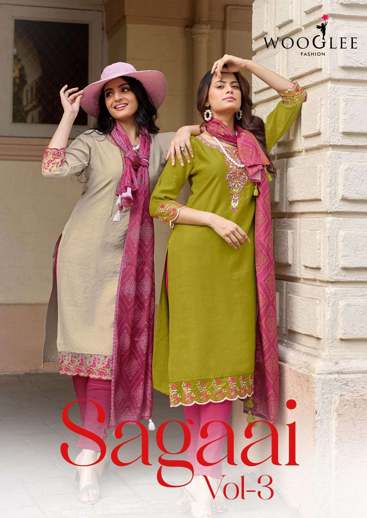 WOOGLEE SAGAAI VOL-3 VISCOSE WEAVING HANDWORK DESIGNER KURTI WHOLESALER IN INDIA
