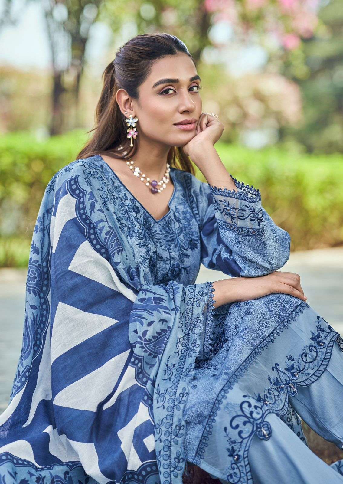 COSMOS BIN SAEED VOL- 2 COTTON WITH HEAVY SELF CHIKANKARI WORK DESIGNER SALWAR KAMEEZ CATALOG EXPORTER