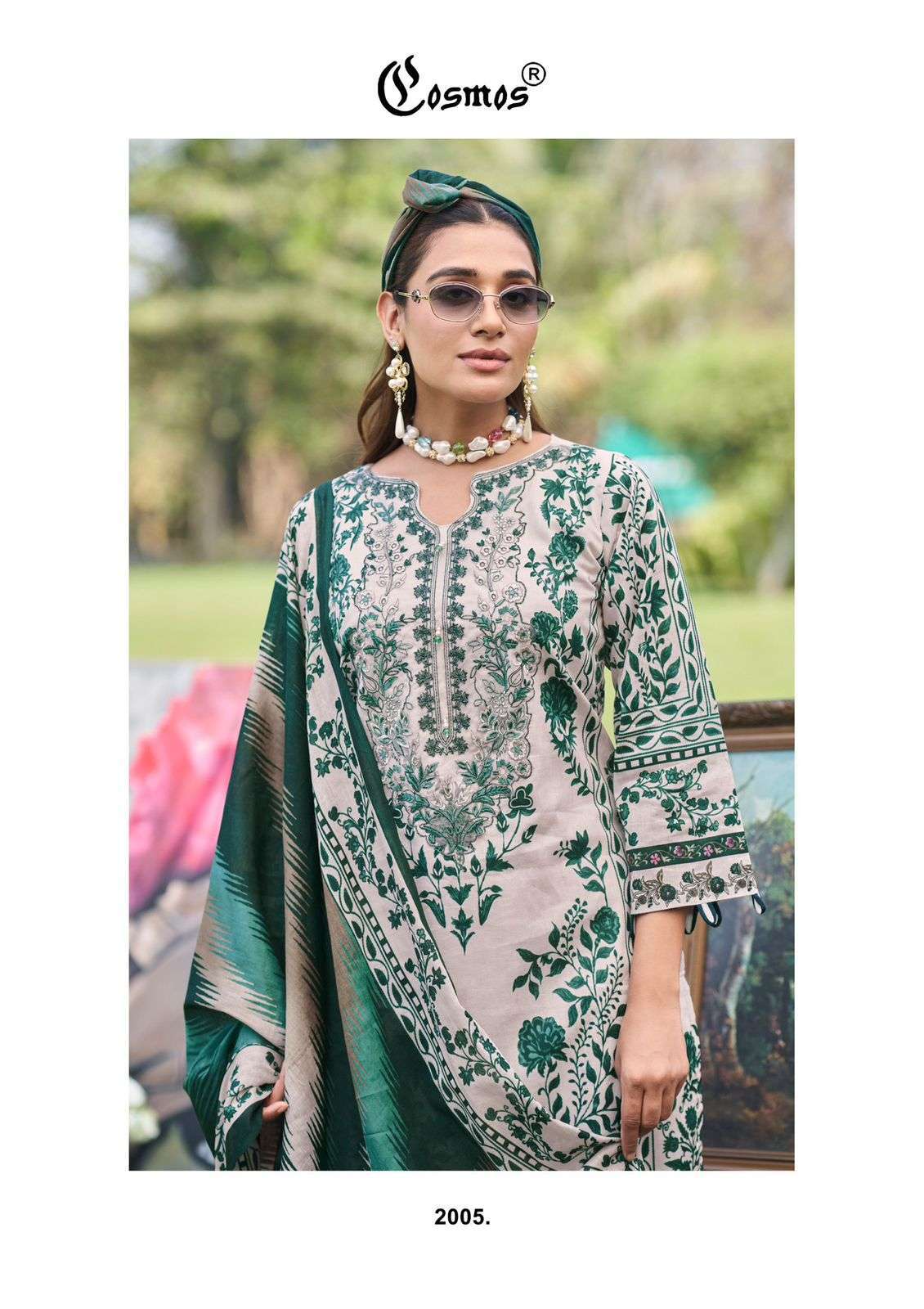 COSMOS FASHION JAZMIN VOL-2 LAWN COTTON EMBRODERY WORK DESIGNER SALWAR KAMEEZ SUPPLIER 