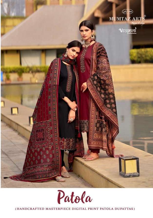 MUMTAZ ARTS PATOLA DIGITAL PRINTED PREMIUM LADIES DRESS CATALOG EXPORTERS SURAT 