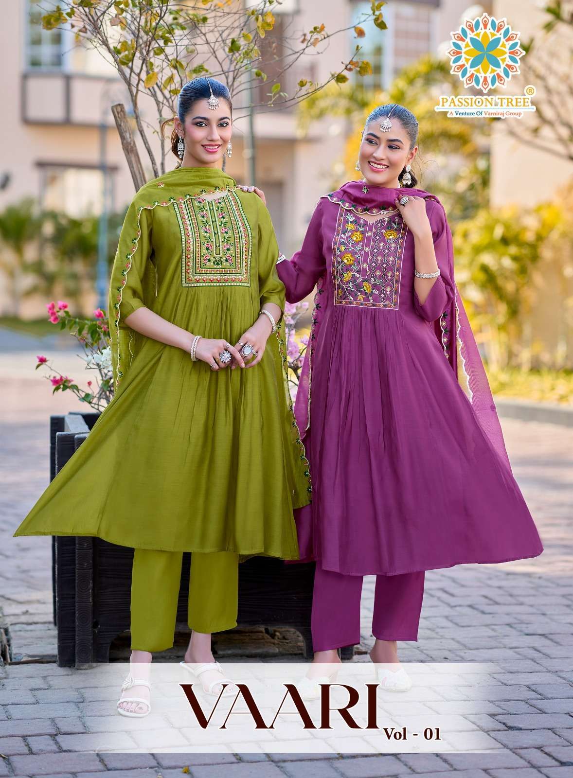 PASSION TREE VAARI VOL-1 MAL CHANDERI WITH FANCY EMBROIDERY READY MADE SALWAR KAMEEZ WHOLE SALE PRICE SURAT 