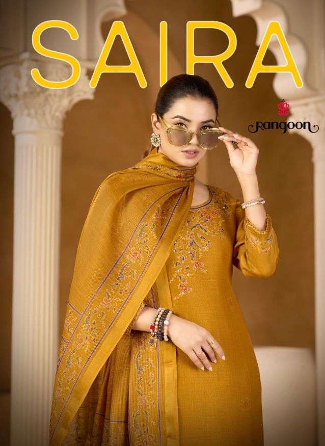 RANGOON SAIRA LINEN SHIMMER WITH FANCY HANDWORK READY MADE SALWAR KAMEEZ WHOLESALE PRICE SURAT 