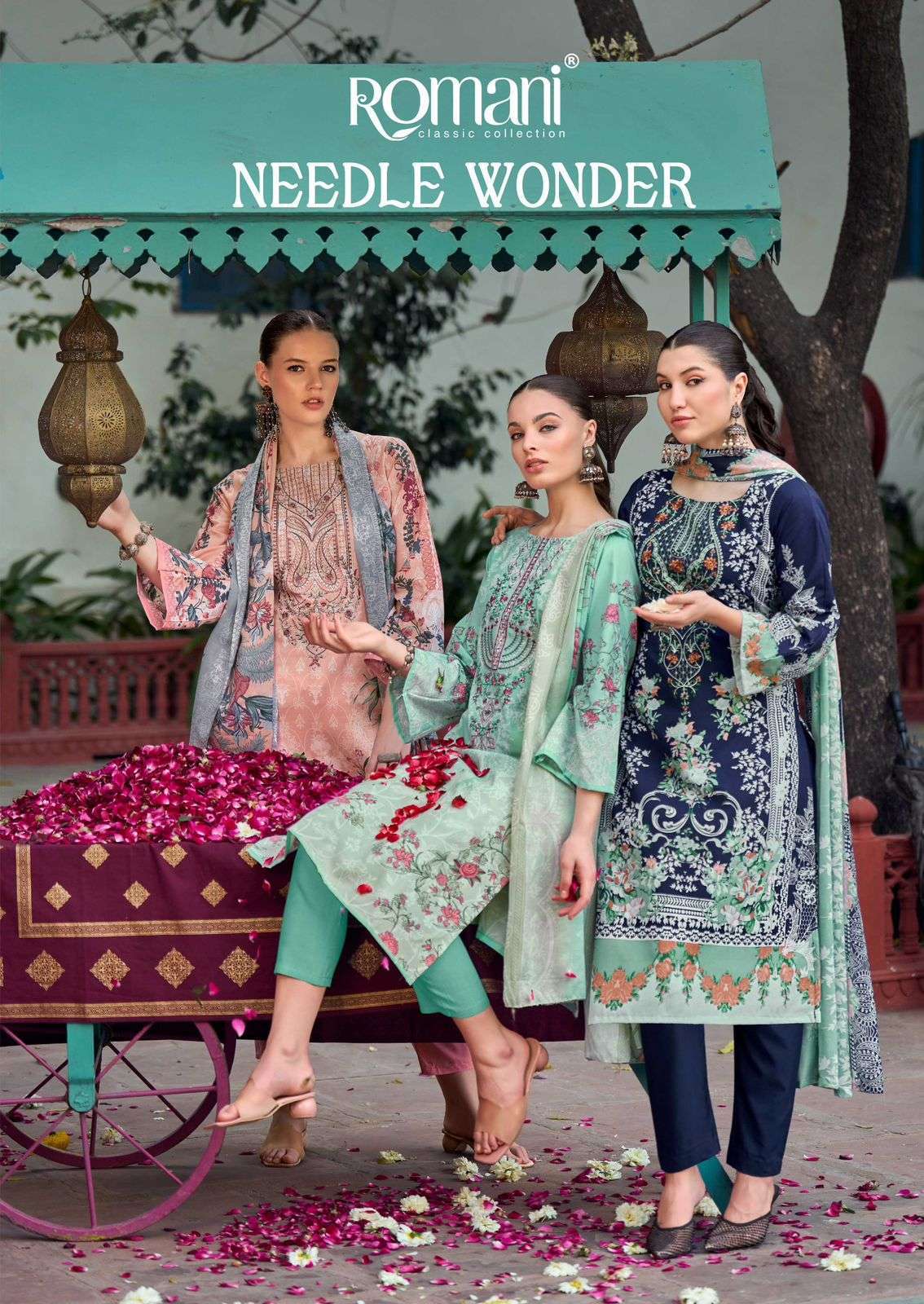 ROMANI NEEDLE WONDER PRINTED COTTON DRESS MATERIAL SALWAR KAMEEZ BEST RATE