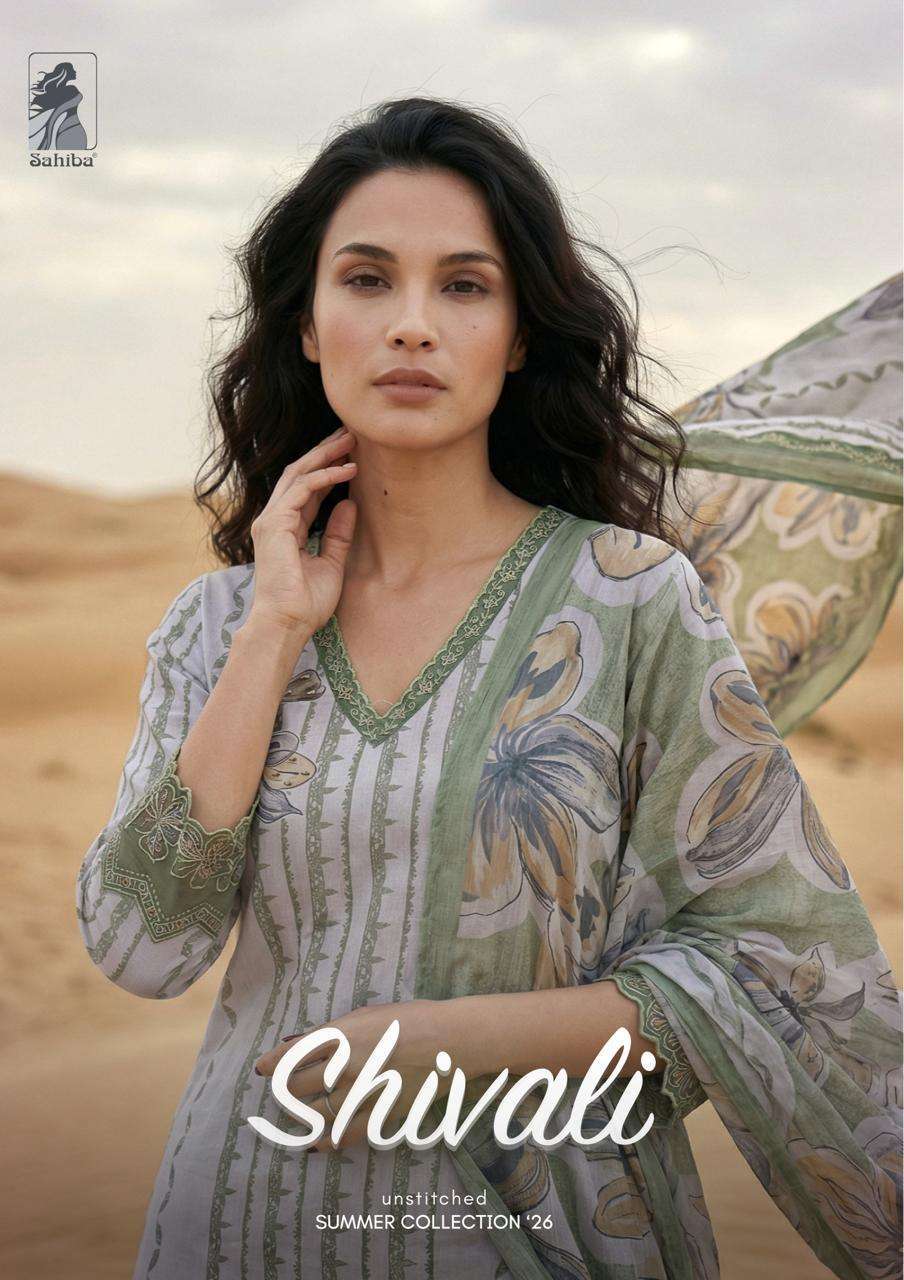 SAHIBA SHIVALI  PURE LAWN COTTON WITH DIGITAL PRINTED DESIGNER  FANCY SUIT CATALOGUE SUPPLIER 