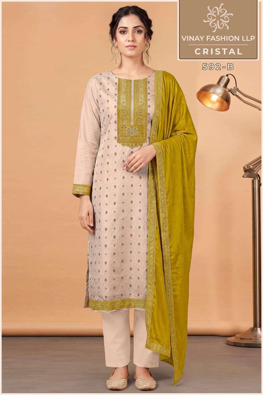 VINAY FASHION CRISTAL KANJIVARAM SILK JACQUARD WITH FANCY WORK SALWAR KAMEEZ WHOLESALE PRICE SURAT 