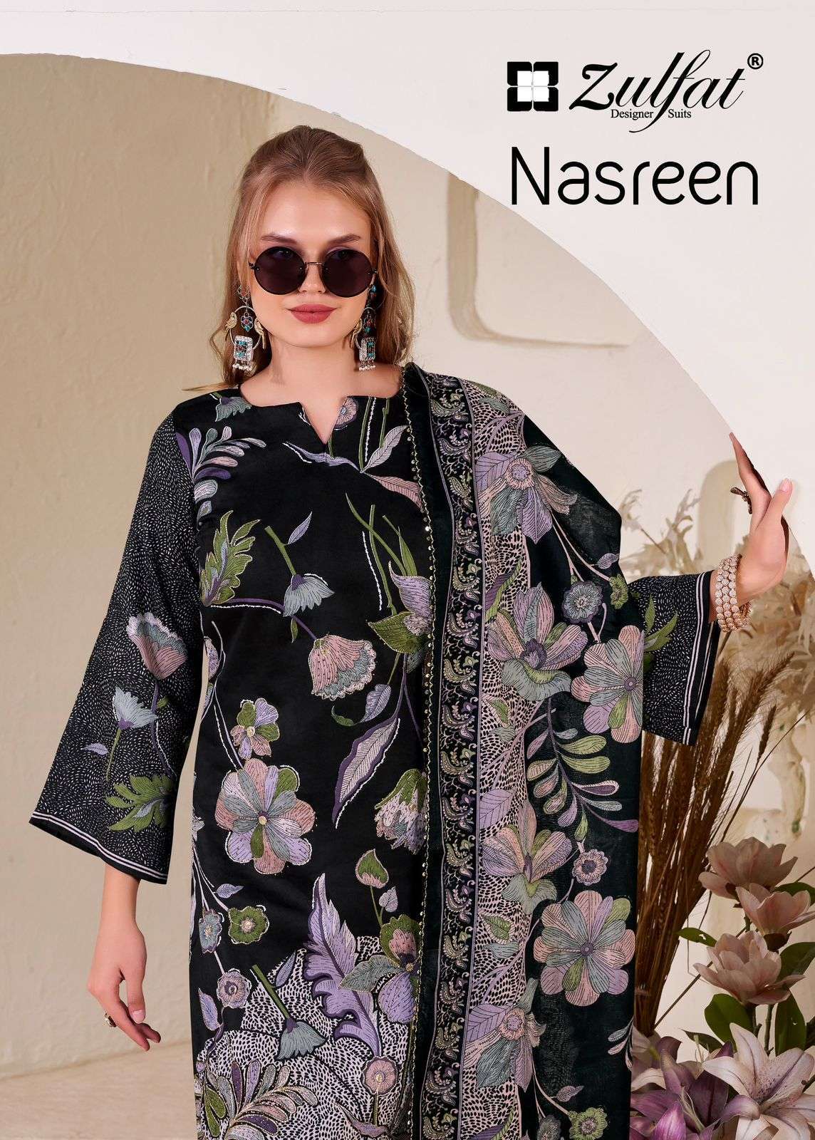 ZULFAT DESGNER SUIT NASREEN JAM COTTON WITH EXCLUSIVE PRINT SUIT LADIES WEAR WHOLESALE PRICE IN SURAT 