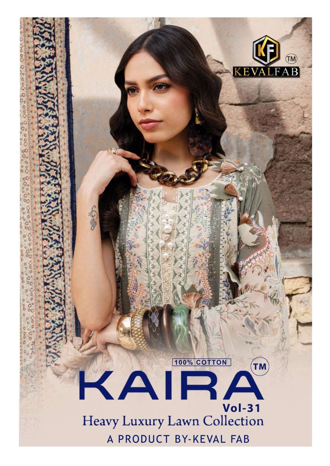 KEVAL FAB KAIRA VOL 31 LAWN COTTON PRINTED SUIT COLLECTION WHOLESALE PRICE SURAT 