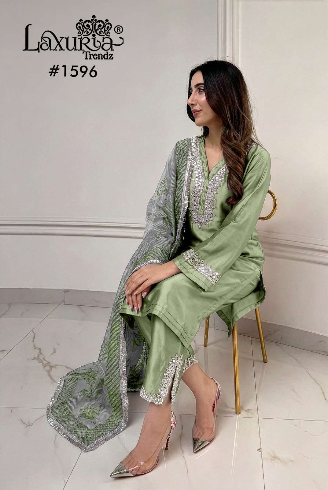 LAXURIA TRENDS 1596 SATIN WITH WORK DESIGNER READYMADE SALWAR KAMEEZ WHOLESALE PRICE SURAT 